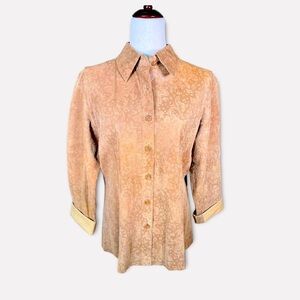 Margaret Godfrey Vintage 3/4 Sleeve Button Up Shirt 100% Leather//Large